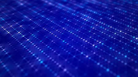 Abstract wave background with dots and lines moving in space. Technology illustration. Futuristic...