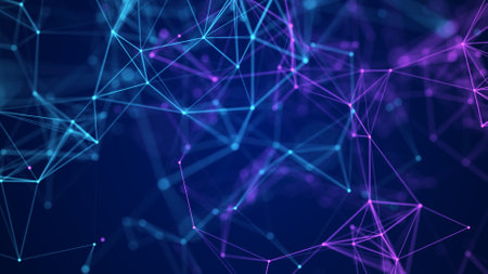 Abstract background with moving dots and lines. Network connection structure. Futuristic...