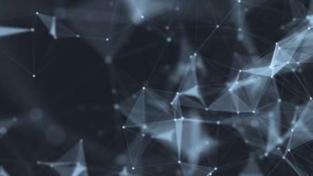 Abstract background with moving dots and lines. Network connection structure. Futuristic...