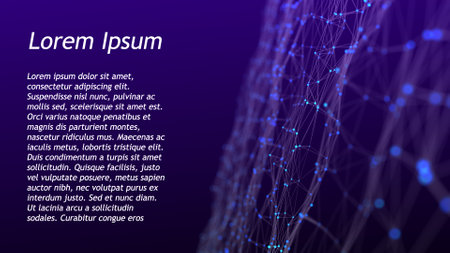 Artificial intelligence concept. Big data visualization. Blue technology sphere with particles. 3d rendering.の写真素材