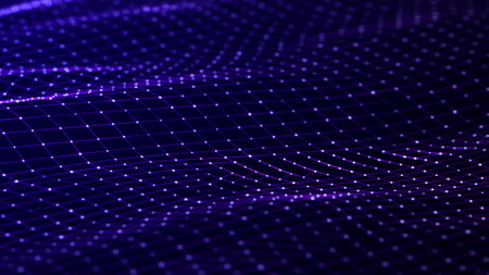 Abstract wave background with dots and lines moving in space. Technology illustration. Futuristic modern dynamic wave. 3d rendering.の写真素材