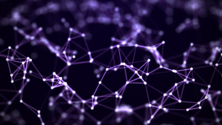 Abstract background with moving dots and lines. Network connection structure. Futuristic...