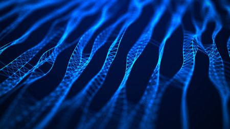 Abstract background with connection dots and lines. Futuristic dynamic wave. Science background with...