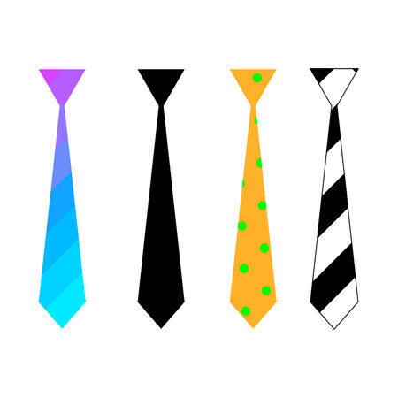Set of tie icons on white background. Vector colored neckties.のイラスト素材