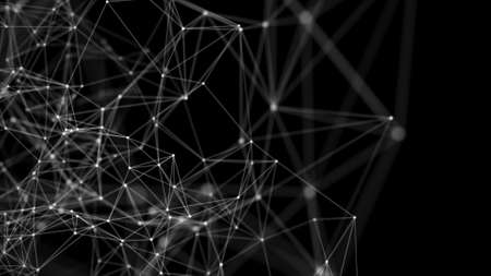 Abstract background with moving dots and lines. Network connection structure. Futuristic...