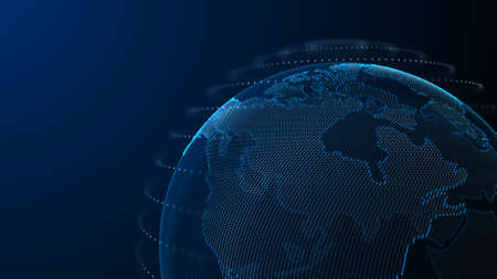 Global network connection. Futuristic world map. Concept of planet Earth. 3D rendering.