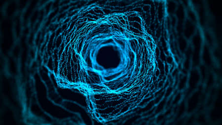 Futuristic infinite space background. Concept of data transfer in cyberspace. cyber tunnel...