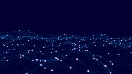 Abstract wave background with dots and lines moving in space. Technology illustration. Futuristic...