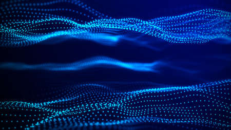 Futuristic illustration with explosion of data. Abstract background with glowing particles. Digital...