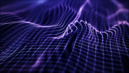Artificial intelligence concept. Big data visualization. Cyber technology wave. 3d rendering.