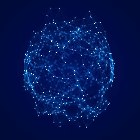 Sphere consisting of points and lines. Modern wireframe elements. Technology grid sphere. 3d...