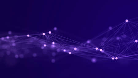 Artificial intelligence concept. Big data visualization. Cyber technology wave. 3d rendering.の写真素材