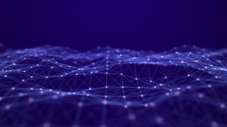 Artificial intelligence concept. Big data visualization. Cyber technology wave. 3d rendering.