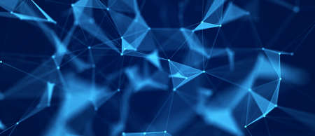 Abstract background with moving dots and lines. Network connection structure. Futuristic...