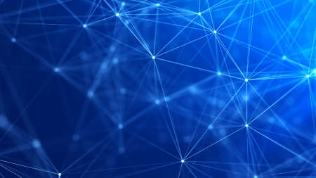 Network connection structure. Abstract background with moving dots and lines. Futuristic...