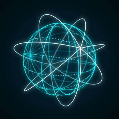 Molecule consisting of points and lines. Modern wireframe elements. Technology grid sphere. 3d...