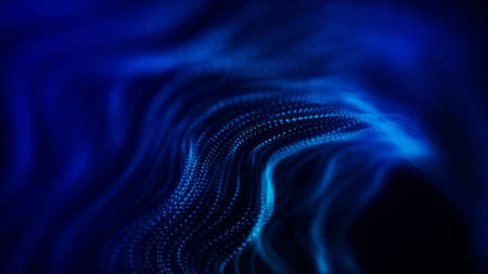 Artificial intelligence concept. Big data visualization. Cyber technology wave. 3d rendering.の写真素材