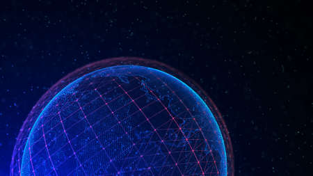 Global network connection. Cyber security concept. Futuristic world map. 3D rendering.