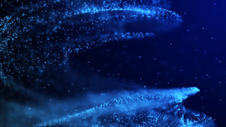 Futuristic dynamic wave moving in space. Abstract particle vortex. Explosion of data. 3d rendering.