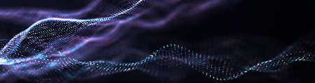 Digital moving wave. Futuristic illustration with explosion of data. Abstract background with...