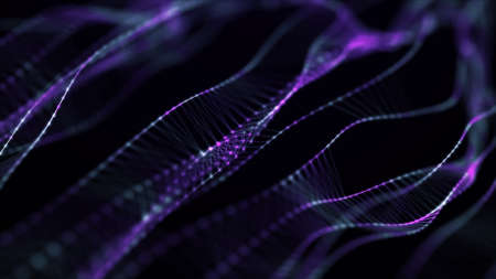 Science background with DNA. Futuristic dynamic wave. Abstract background with connection dots and...