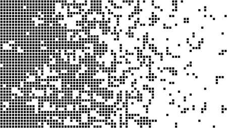 Falling pixels on white background. Abstract fading mosaic. technology digital data. Vector geometric background.のイラスト素材