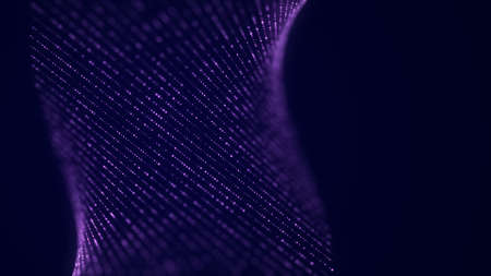Abstract futuristic wave with moving dots. flow of particles. Cyber technology illustration. 3d renderingの写真素材