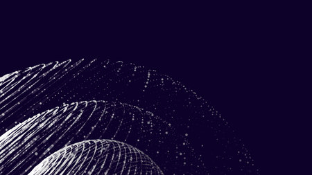 technology grid sphere. Blue sphere consisting of points and lines. modern wireframe elements. vector illustration.のイラスト素材