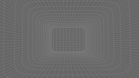 Wireframe room on gray background. Digital vector perspective grid box for design.のイラスト素材
