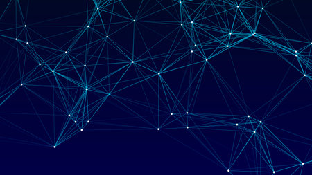 network connection structure. Abstract blue background with moving dots and lines. Futuristic illustration. Digital technology design. vector illustration.のイラスト素材