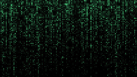 Digital vector green matrix. Futuristic dots background. Cyber texture with particles different size. technology illustration.のイラスト素材