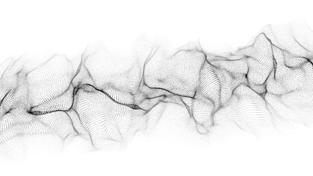 Futuristic moving white wave. Digital background with moving particles. Big data visualization. vector illustration.のイラスト素材