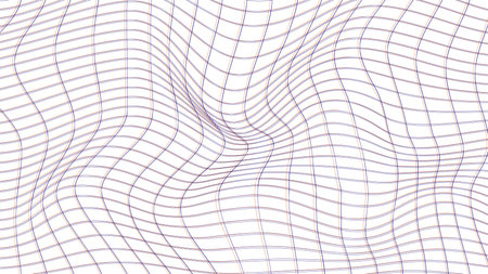 Perspective distorted white grid. Digital background with wireframe wave. vector curve surface.のイラスト素材
