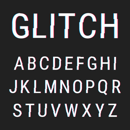 Alphabet stock illustration with aberration effect.のイラスト素材