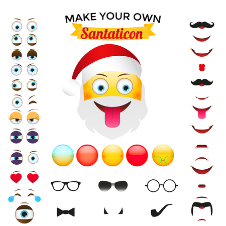 Make Your Own Santaticon. Library with custom characters partsのイラスト素材
