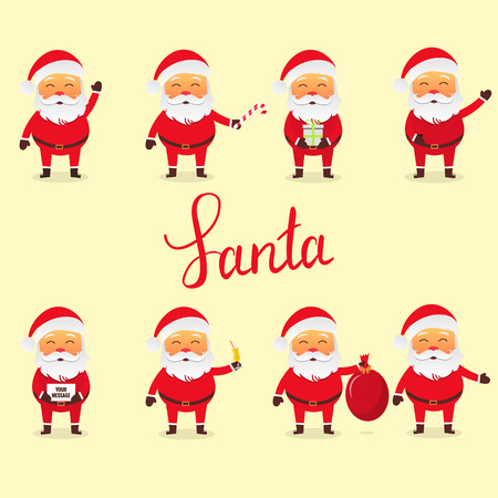 Santa Claus in different pose. Christmas and New Year characterのイラスト素材