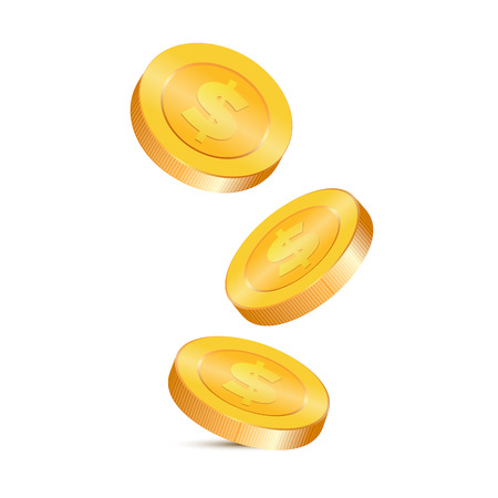 3d Gold coins illustration. Gold coin in four different shapesのイラスト素材