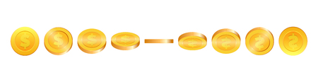3d Gold coins illustration. Gold coin in different shapesのイラスト素材