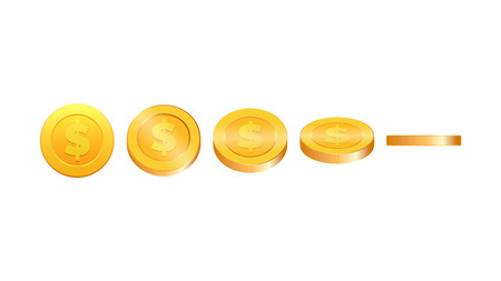 3d Gold coins illustration. Gold coin in five different shapesのイラスト素材