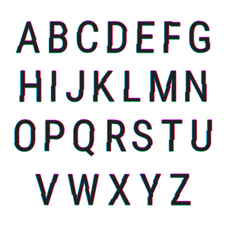 Alphabet stock illustration with aberration effect.のイラスト素材