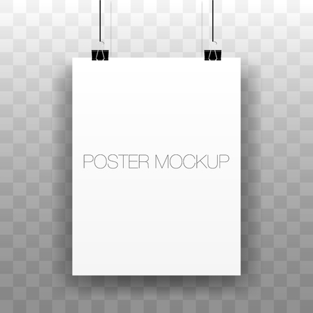 poster mockup with realistic shadow on checkered background.のイラスト素材