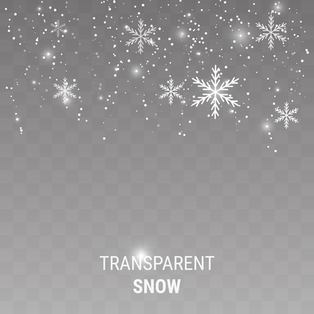 Realistic falling snowflakes isolated on transparent backgroundのイラスト素材