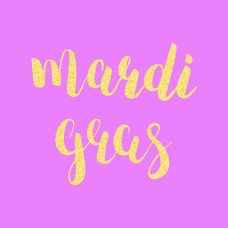 Mardi Gras glitter gold brush lettering.のイラスト素材