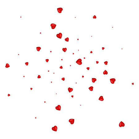 Heart confetti of Valentines falling on white layout. Flowerのイラスト素材