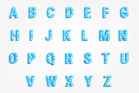 Typeface with glowing lights shiny lettersのイラスト素材