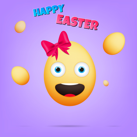 Happy Easter. Egg emoji in cartoon style. Emoticon for Easter.のイラスト素材