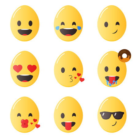 Easter emoticons. Egg emoji in flat styleのイラスト素材