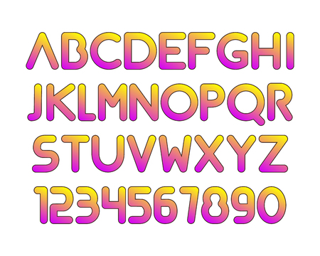 Font. Modern rounded typeface. Letetrs and numbers isolatedのイラスト素材