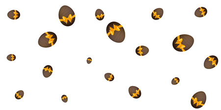 Chocolate Easter eggs background. Colorful glossy Easter eggs isolated on white backgroundのイラスト素材