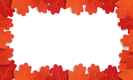 Autumn background. Frame of vector oak leaves. Template for Autumn banner, poster, ad, card.のイラスト素材
